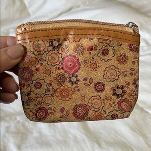 Floral Patterned | Tan | Cork | Coin Purse |Purse Accessory | Cards | Essentials